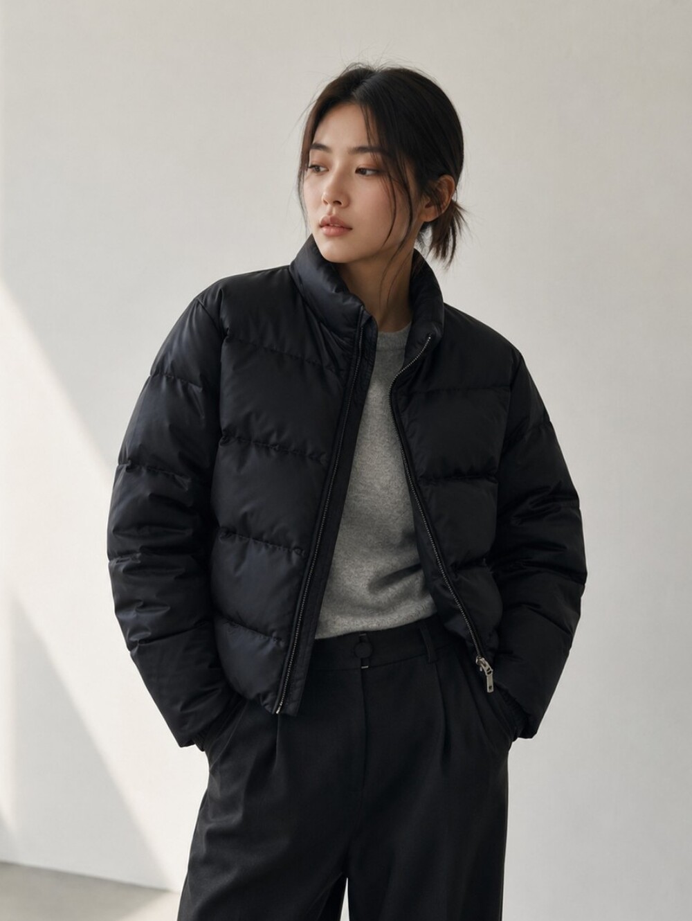 J. Crew Black Down Coat Women Small